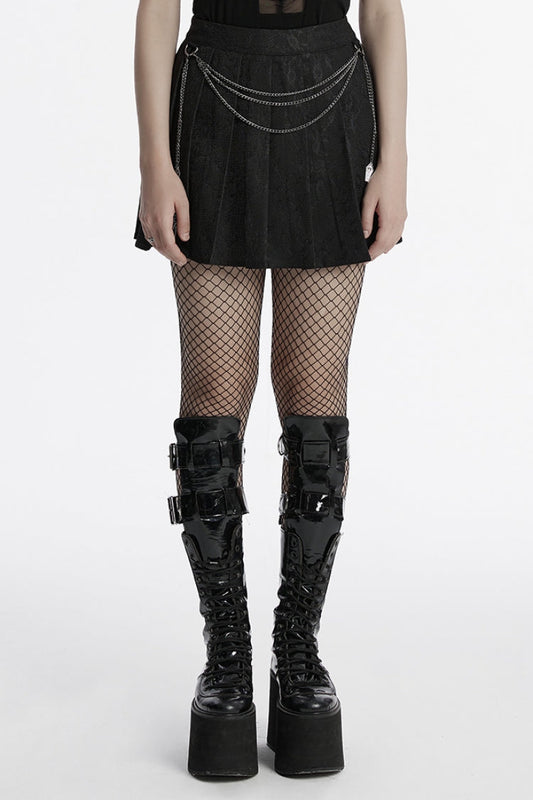Lolita Skirt - Stitching, Black, Pleated, Women's Style, Lace Trim - main product image