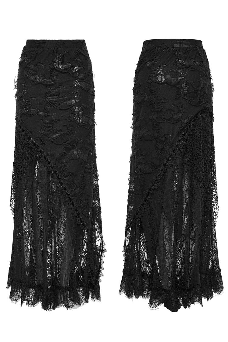 Lolita Skirt - Stitching, Black, Women's Style, Lace Trim, Gothic Style - additional product view 5