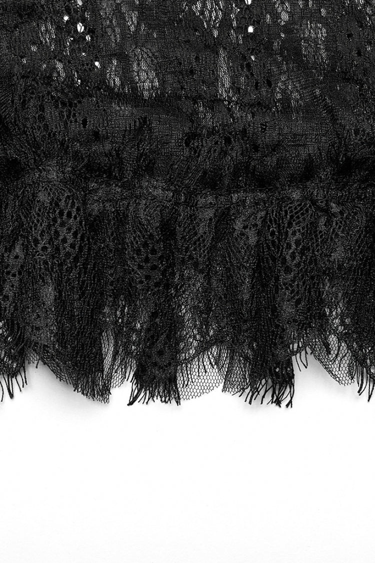 Lolita Skirt - Stitching, Black, Women's Style, Lace Trim, Gothic Style - additional product view 8