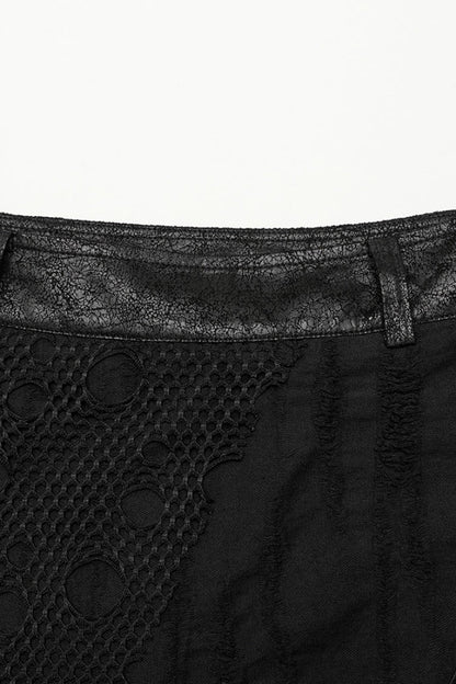 Lolita Skirt - Stitching Irregular Mesh Ripped, Black, Long Length, Men's Style - additional product view 5