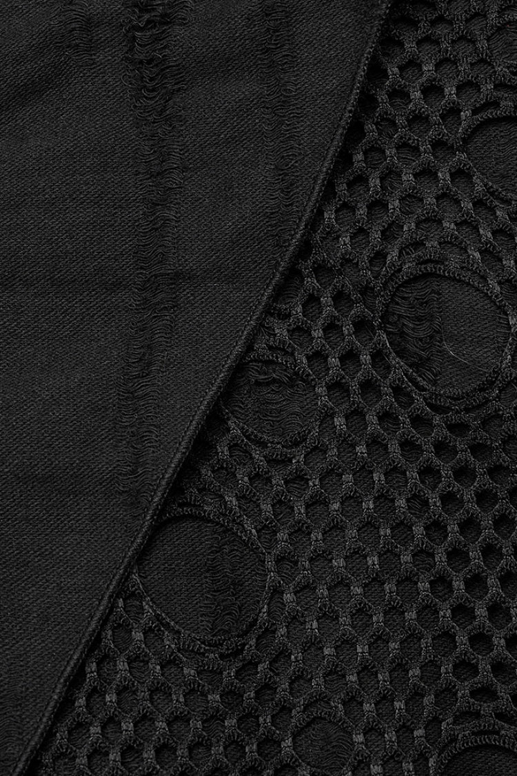 Lolita Skirt - Stitching Irregular Mesh Ripped, Black, Long Length, Men's Style - additional product view 6