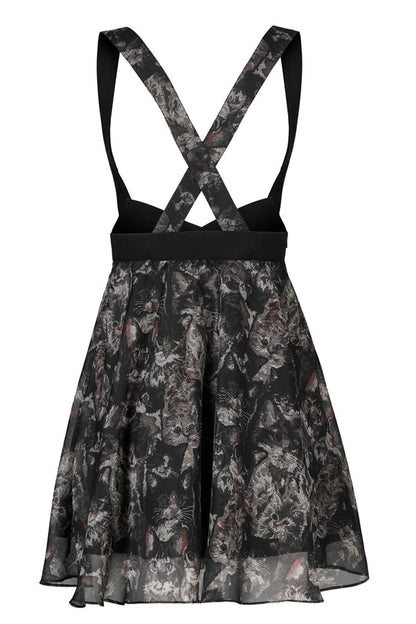 Lolita Skirt - Super Cool Chiffon, Black, Women's Style, Lace Trim, Printed - additional product view 5