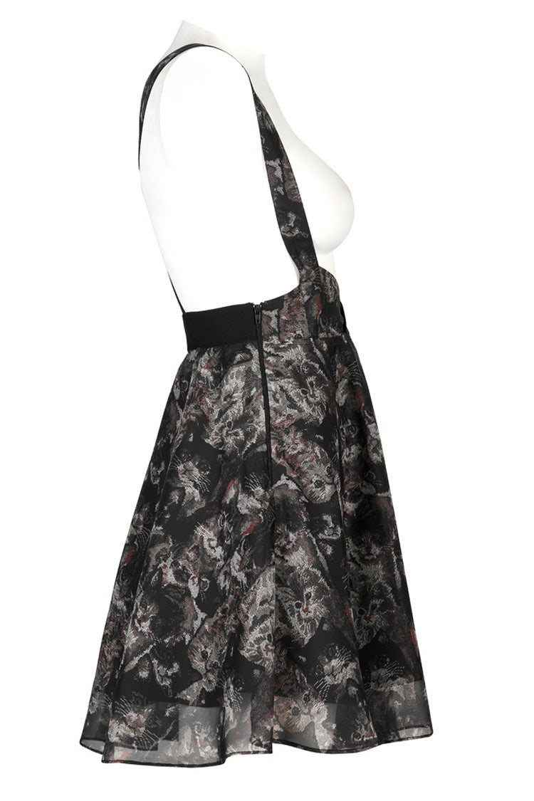 Lolita Skirt - Super Cool Chiffon, Black, Women's Style, Lace Trim, Printed - additional product view 6