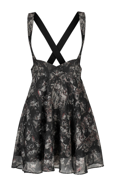 Lolita Skirt - Super Cool Chiffon, Black, Women's Style, Lace Trim, Printed - additional product view 7