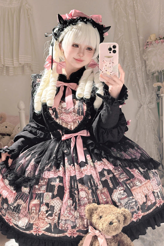 Lolita Skirt - The Case Of The Missing Lamb, Black, Detachable Detail, Bow Detail - additional product view 2