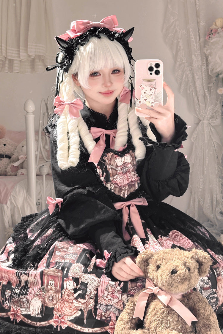Lolita Skirt - The Case Of The Missing Lamb, Black, Detachable Detail, Bow Detail - additional product view 3
