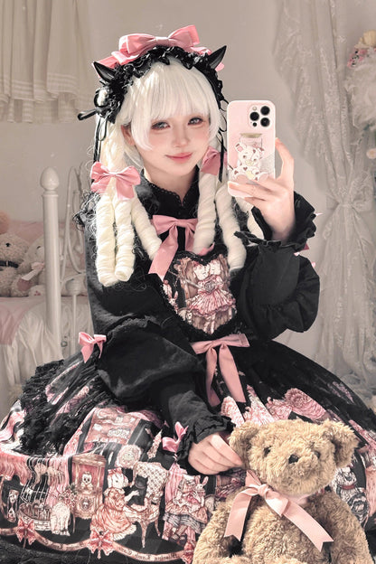 Lolita Skirt - The Case Of The Missing Lamb, Black, Detachable Detail, Bow Detail - additional product view 3