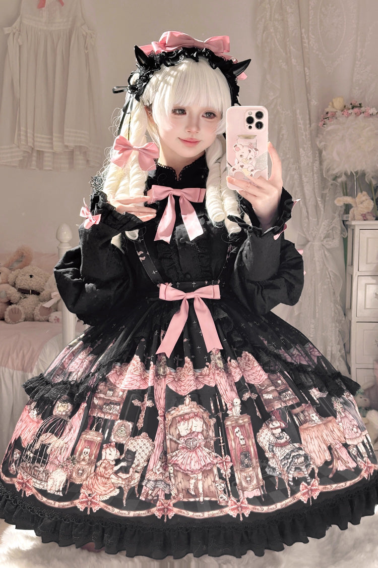 Lolita Skirt - The Case Of The Missing Lamb, Black, Detachable Detail, Bow Detail - additional product view 4