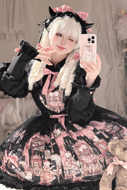 Lolita Skirt - The Case Of The Missing Lamb, Black, Detachable Detail, Bow Detail - additional product view 5
