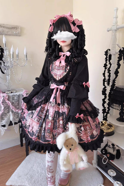 Lolita Skirt - The Case Of The Missing Lamb, Black, Detachable Detail, Bow Detail - additional product view 6