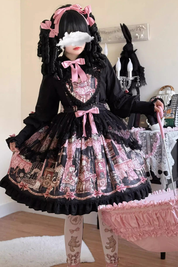 Lolita Skirt - The Case Of The Missing Lamb, Black, Detachable Detail, Bow Detail - additional product view 7