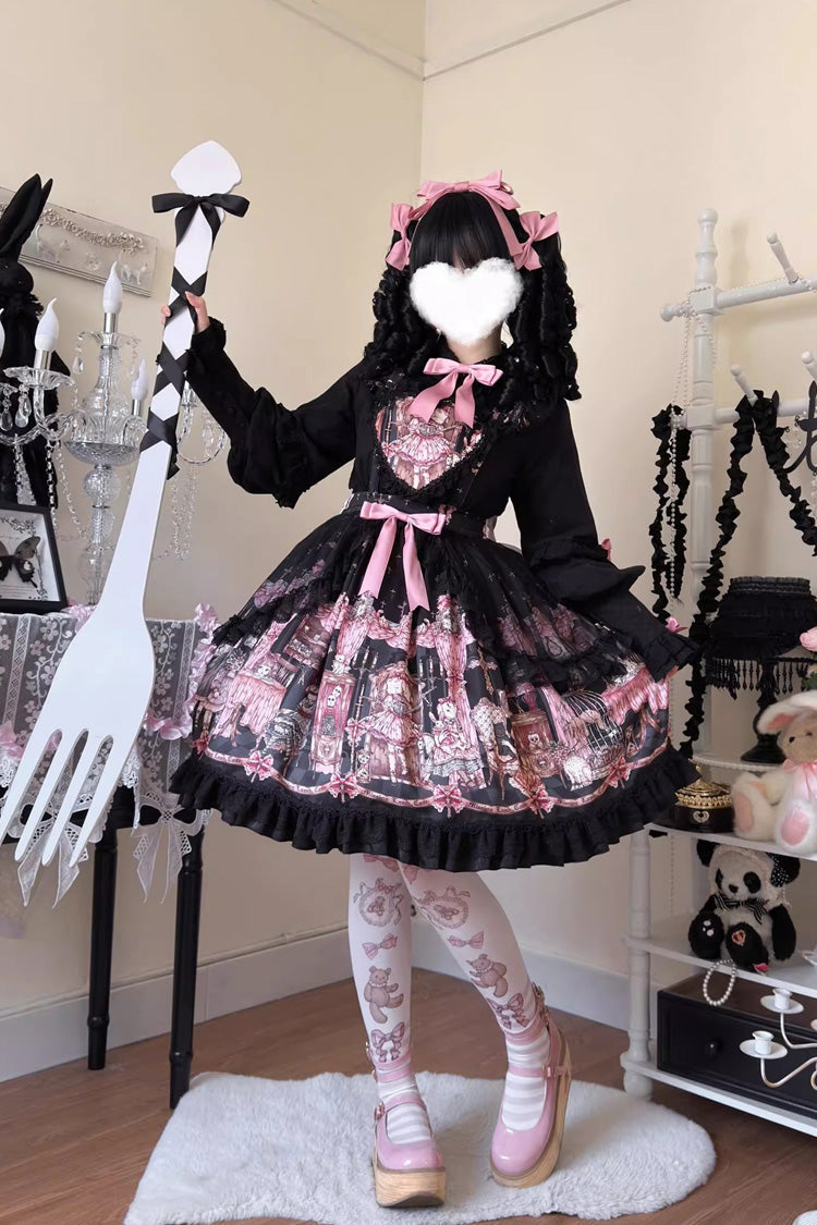 Lolita Skirt - The Case Of The Missing Lamb, Black, Detachable Detail, Bow Detail - additional product view 8