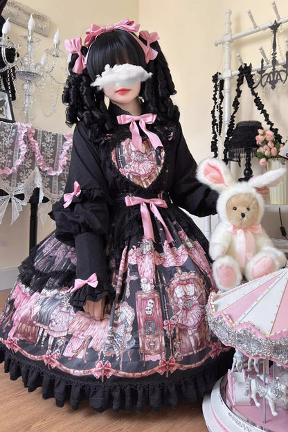 Lolita Skirt - The Case Of The Missing Lamb, Black, Detachable Detail, Bow Detail - additional product view 9