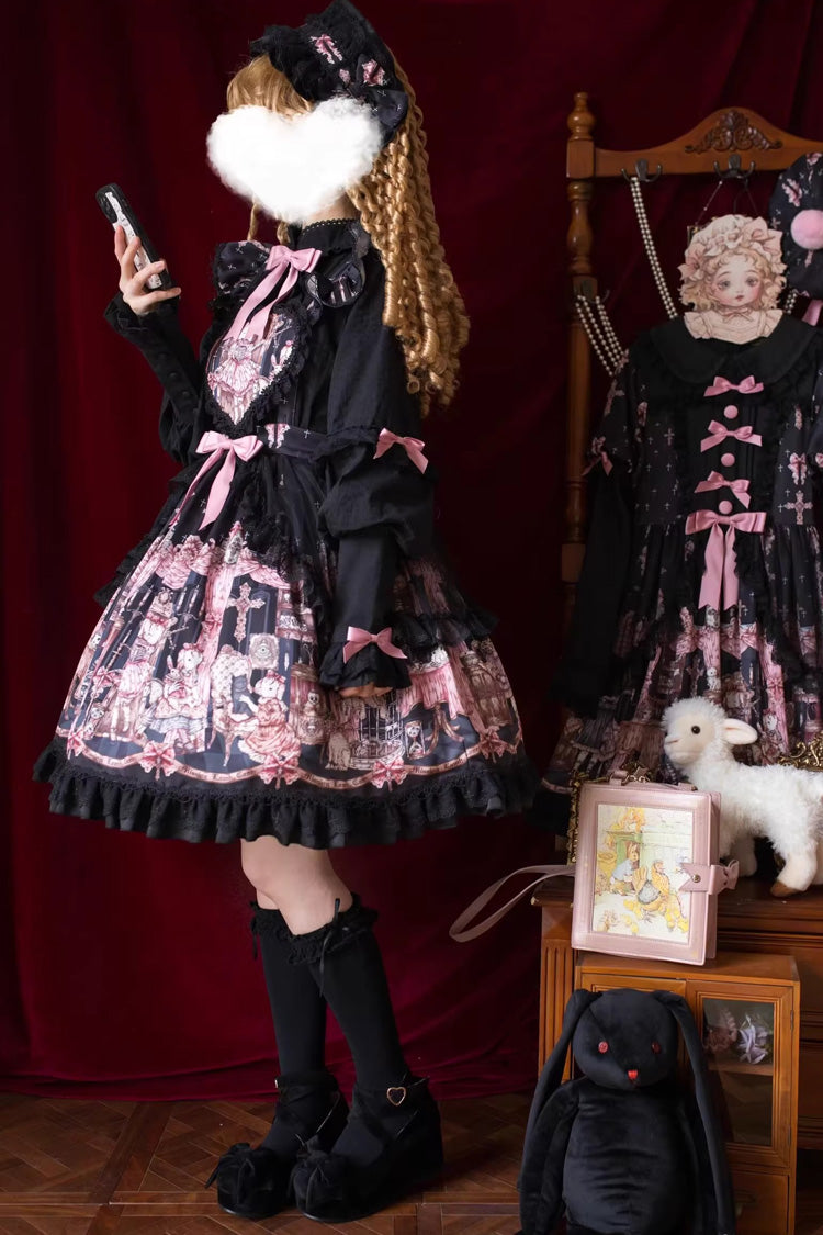 Lolita Skirt - The Case Of The Missing Lamb, Black, Detachable Detail, Bow Detail - additional product view 12