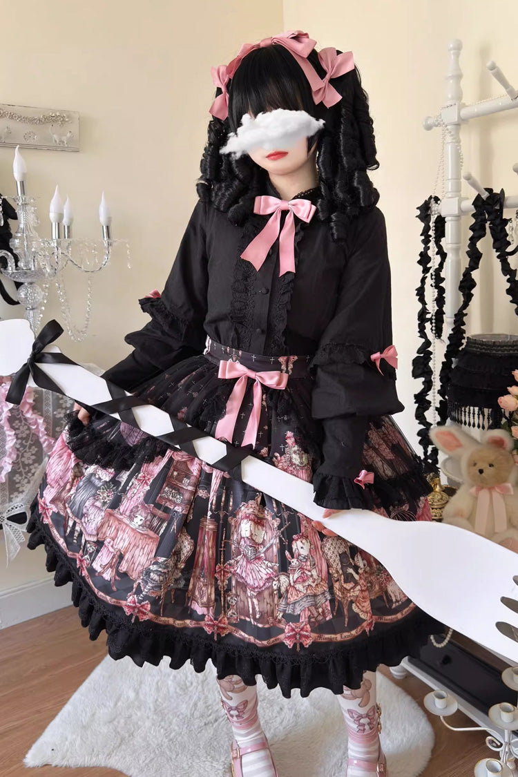 Lolita Skirt - The Case Of The Missing Lamb, Black, Detachable Detail, Bow Detail - additional product view 13