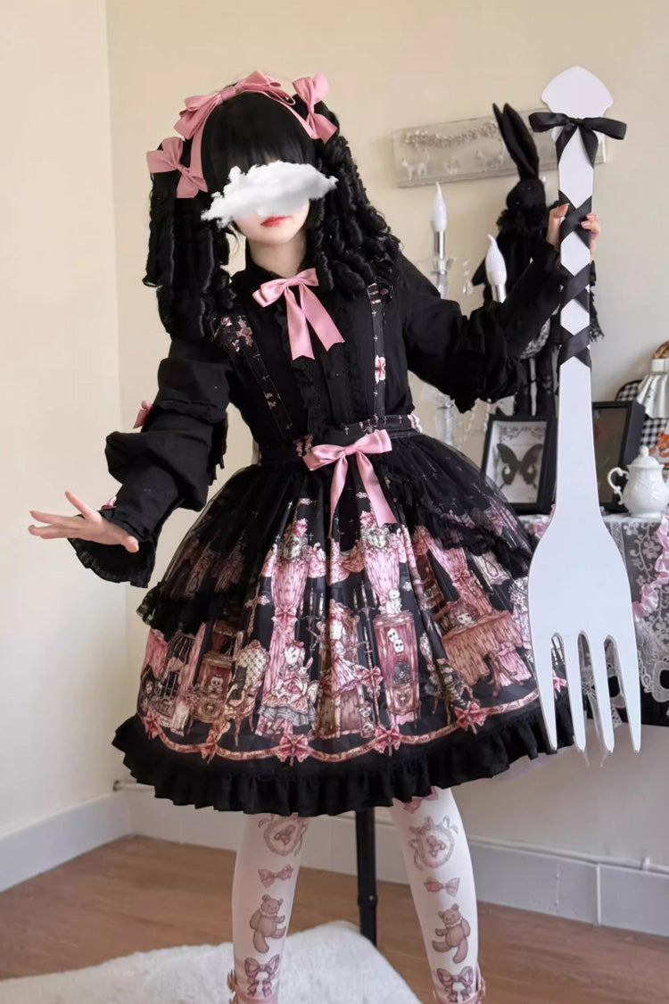 Lolita Skirt - The Case Of The Missing Lamb, Black, Detachable Detail, Bow Detail - additional product view 15