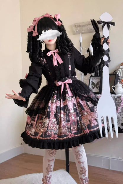 Lolita Skirt - The Case Of The Missing Lamb, Black, Detachable Detail, Bow Detail - additional product view 15