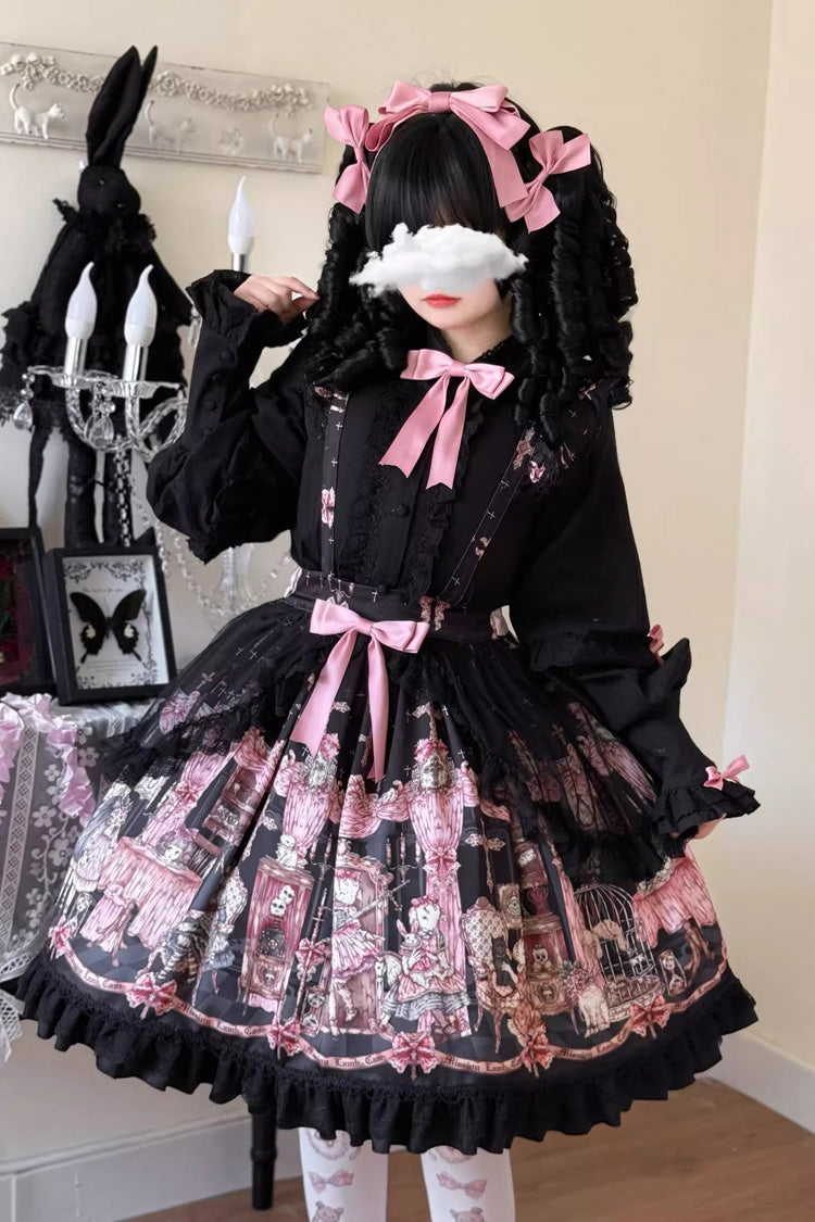 Lolita Skirt - The Case Of The Missing Lamb, Black, Detachable Detail, Bow Detail - additional product view 16