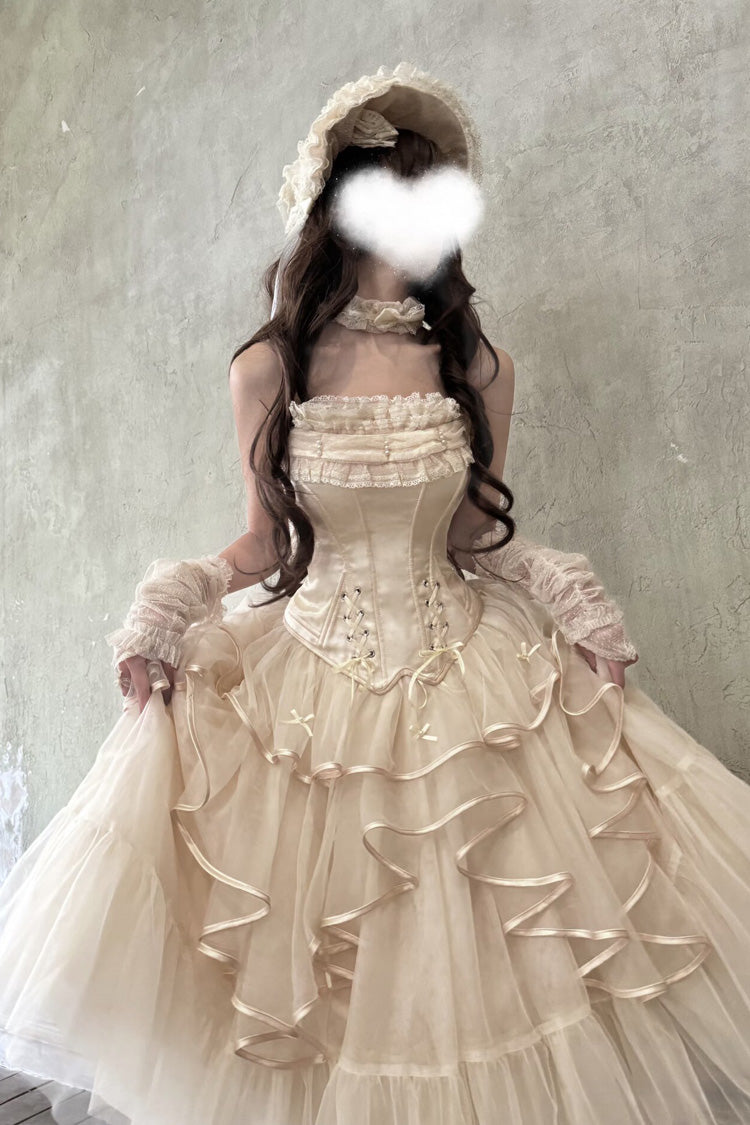Lolita Skirt - The Summer Waves Sparkle, Ivory, Square Collar, Ruffled, Layered - additional product view 9