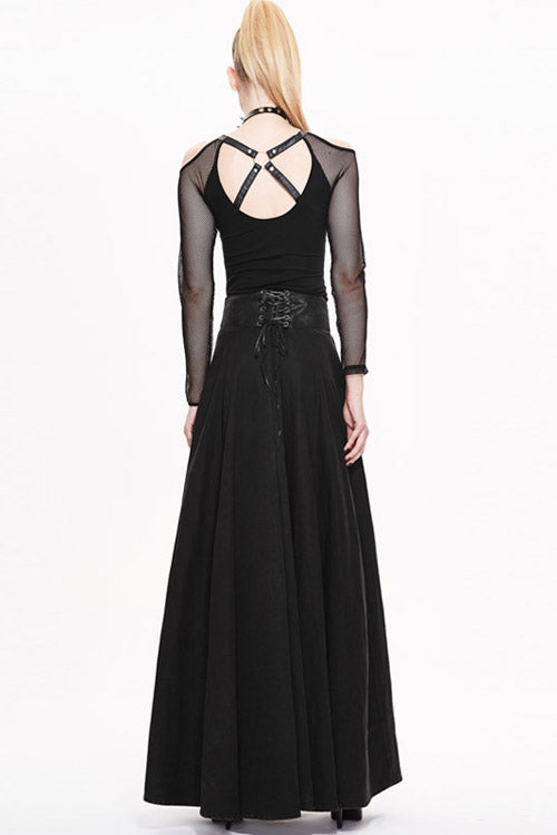 Lolita Skirt - Torn Multiple Wearing Leather, Black, Zipper Detail, Buckle Detail - additional product view 3