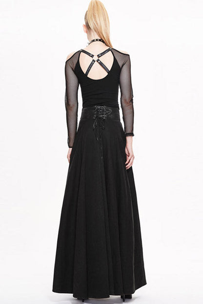 Lolita Skirt - Torn Multiple Wearing Leather, Black, Zipper Detail, Buckle Detail - additional product view 3
