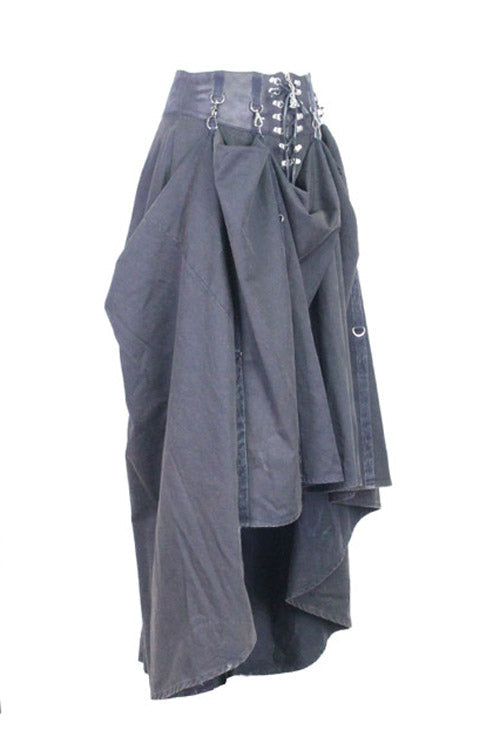 Lolita Skirt - Torn Multiple Wearing Leather, Black, Zipper Detail, Buckle Detail - additional product view 4