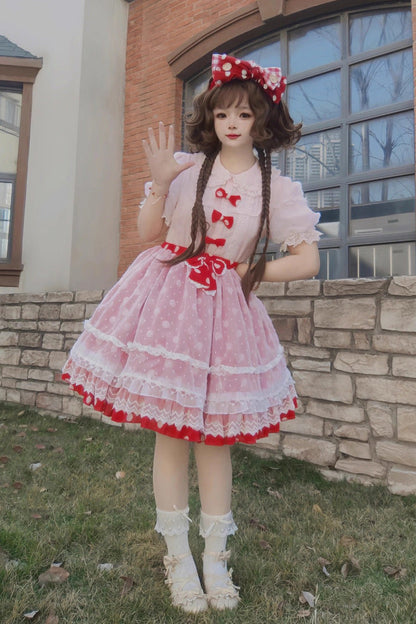 Lolita Skirt - Wave Candy, 3 Colors, Layered, Sweet Style, Bow Detail - additional product view 3