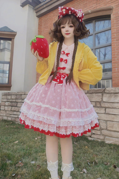 Lolita Skirt - Wave Candy, 3 Colors, Layered, Sweet Style, Bow Detail - additional product view 8