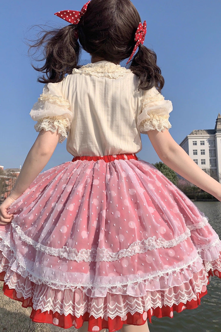Lolita Skirt - Wave Candy, 3 Colors, Layered, Sweet Style, Bow Detail - additional product view 10