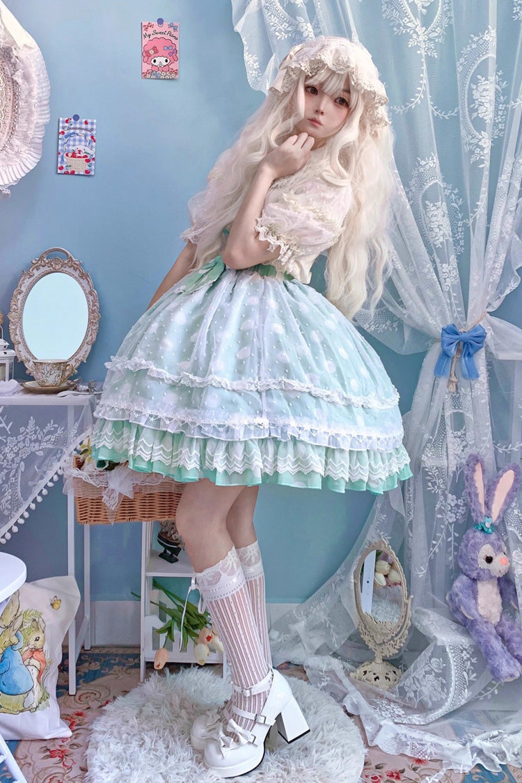 Lolita Skirt - Wave Candy, 3 Colors, Layered, Sweet Style, Bow Detail - additional product view 12