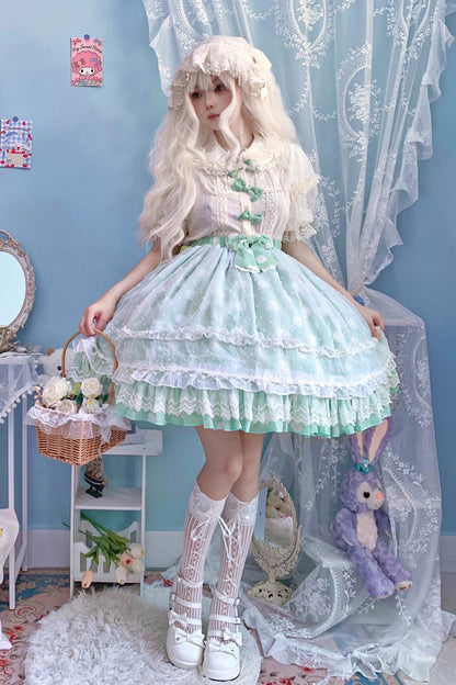 Lolita Skirt - Wave Candy, 3 Colors, Layered, Sweet Style, Bow Detail - additional product view 13