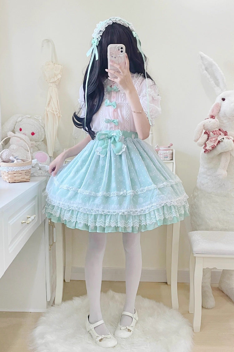 Lolita Skirt - Wave Candy, 3 Colors, Layered, Sweet Style, Bow Detail - additional product view 14