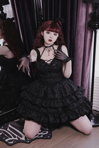 Lolita Skirt - Weeping Rose Double-layered, 4 Colors, Lace Trim, Ruffled, Embroidered - additional product view 11