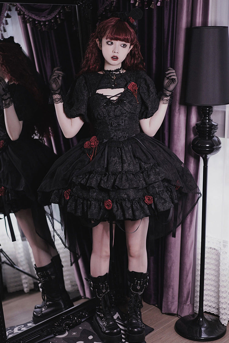 Lolita Skirt - Weeping Rose Double-layered, 4 Colors, Lace Trim, Ruffled, Embroidered - additional product view 13