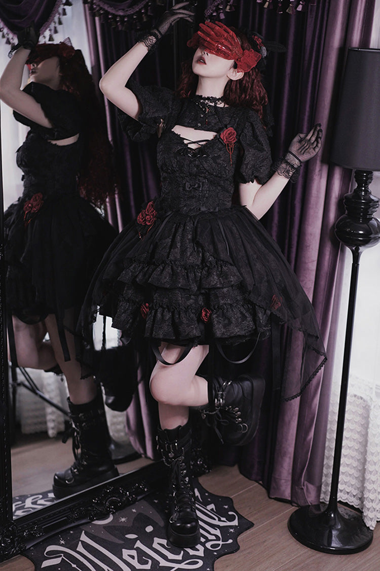 Lolita Skirt - Weeping Rose Double-layered, 4 Colors, Lace Trim, Ruffled, Embroidered - additional product view 14