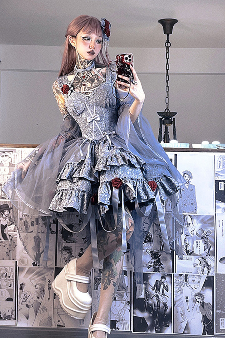 Lolita Skirt - Weeping Rose Double-layered, 4 Colors, Lace Trim, Ruffled, Embroidered - additional product view 15