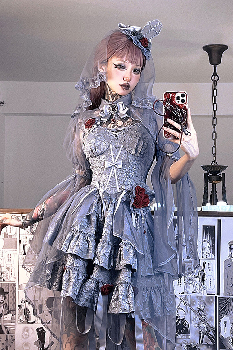 Lolita Skirt - Weeping Rose Double-layered, 4 Colors, Lace Trim, Ruffled, Embroidered - additional product view 17