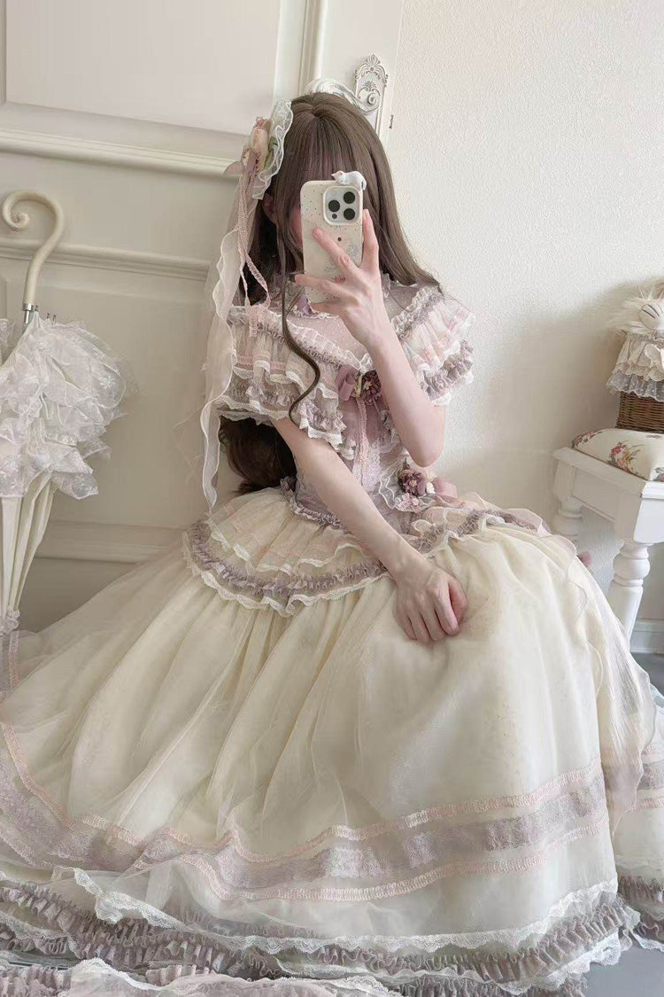 Lolita Skirt - Wisteria Poem, Purple, Lace Trim, Ruffled, Embroidered - additional product view 2