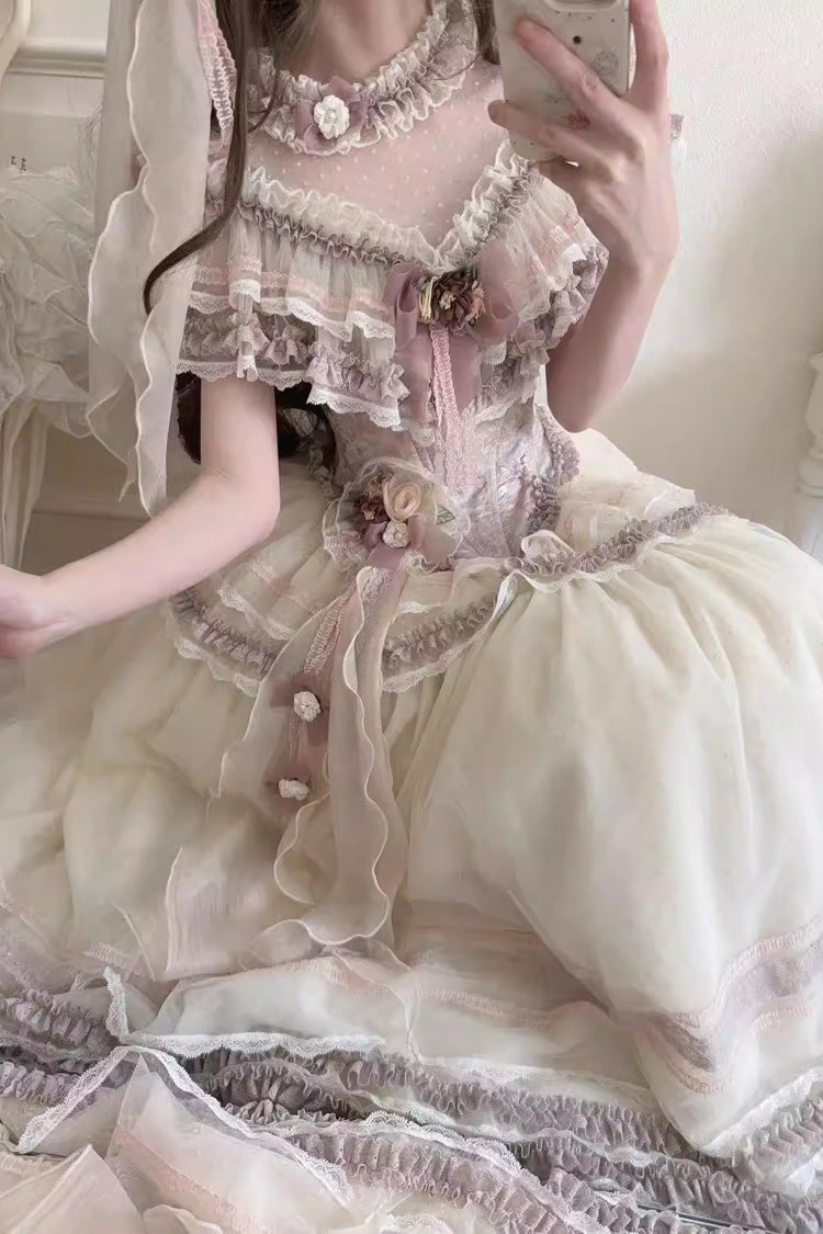 Lolita Skirt - Wisteria Poem, Purple, Lace Trim, Ruffled, Embroidered - additional product view 4