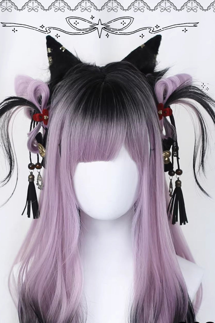 Lolita Wig - Black/purple Ombre Blunt Bangs, 2 Colors, Sweet Style - additional product view 2
