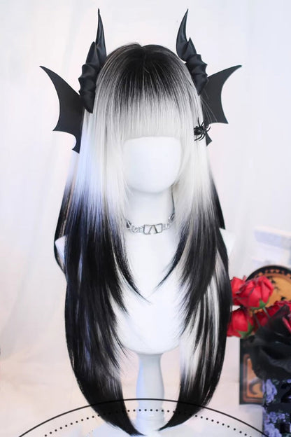 Lolita Wig - Black/white Natural Gradient, 2 Colors, Sweet Style, Gothic Style - additional product view 2