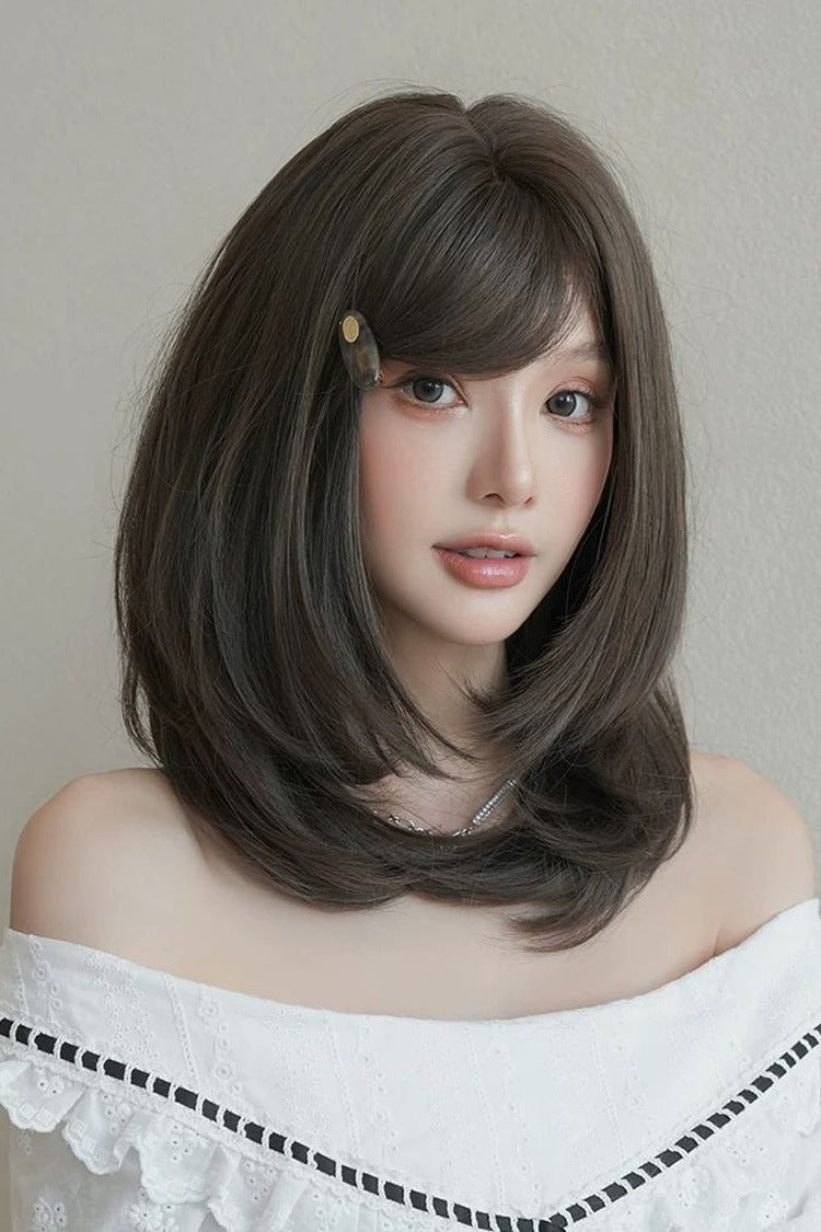 Lolita Wig - Cool Brown Refined Side-swept, Brown, Layered, Sweet Style - additional product view 2