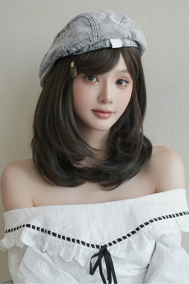 Lolita Wig - Cool Brown Refined Side-swept, Brown, Layered, Sweet Style - additional product view 4
