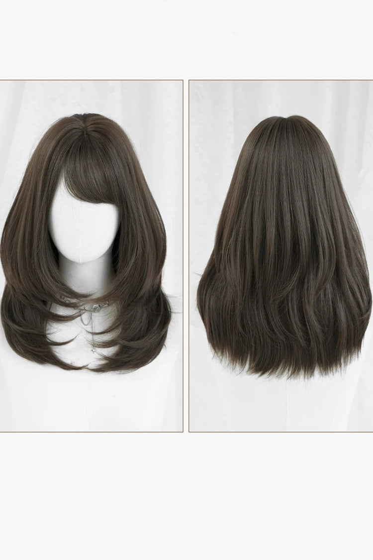 Lolita Wig - Cool Brown Refined Side-swept, Brown, Layered, Sweet Style - additional product view 6