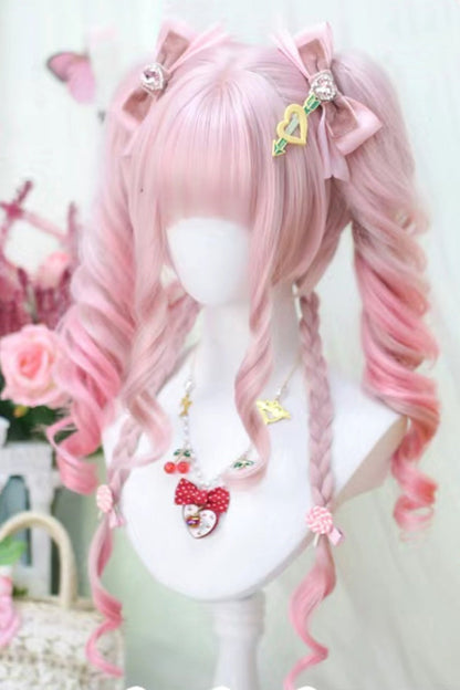 Lolita Wig - Cream Pink Ombre Roman Curl, Pink, Sweet Style - Lolita Coordinate Hair - additional product view 2