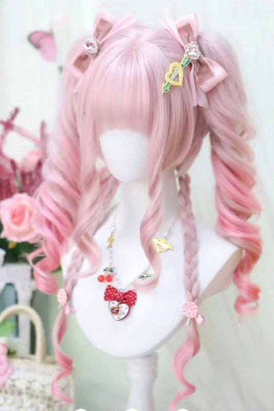 Lolita Wig - Cream Pink Ombre Roman Curl, Pink, Sweet Style - Lolita Coordinate Hair - additional product view 2
