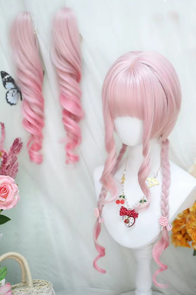 Lolita Wig - Cream Pink Ombre Roman Curl, Pink, Sweet Style - Lolita Coordinate Hair - additional product view 3