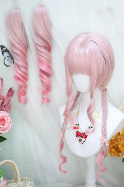 Lolita Wig - Cream Pink Ombre Roman Curl, Pink, Sweet Style - Lolita Coordinate Hair - additional product view 3