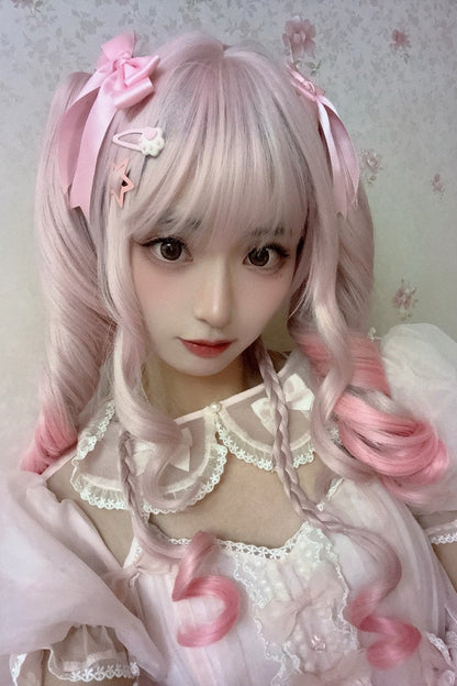 Lolita Wig - Cream Pink Ombre Roman Curl, Pink, Sweet Style - Lolita Coordinate Hair - additional product view 4