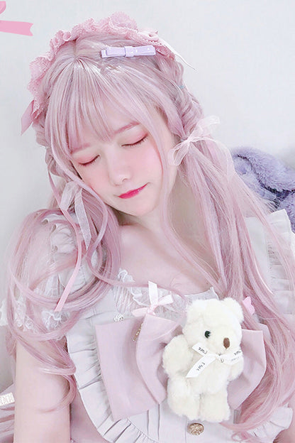 Lolita Wig - Curly Hair Oblique Bangs, Pink, Sweet Style - Kawaii Outfit Wig - additional product view 2